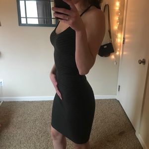 Striped green dress, long